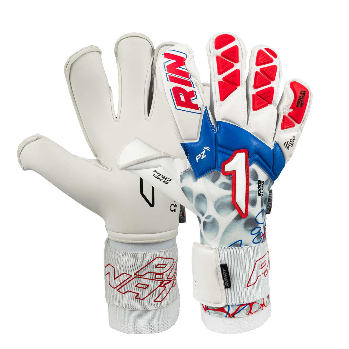 Rinat keepershandschoenen Xtreme Guard Dominius Premium Wit/Rood/Blauw