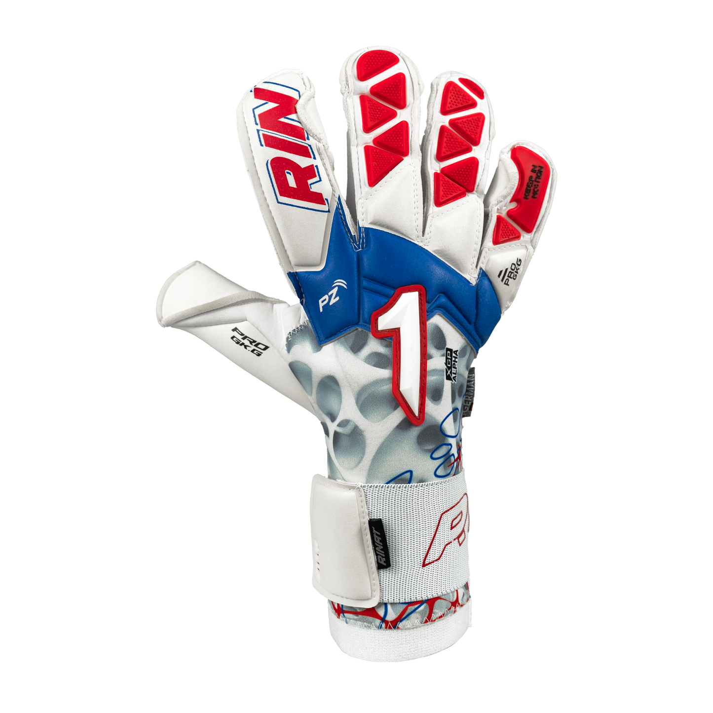 Rinat keepershandschoenen Xtreme Guard Dominius Premium Wit/Rood/Blauw