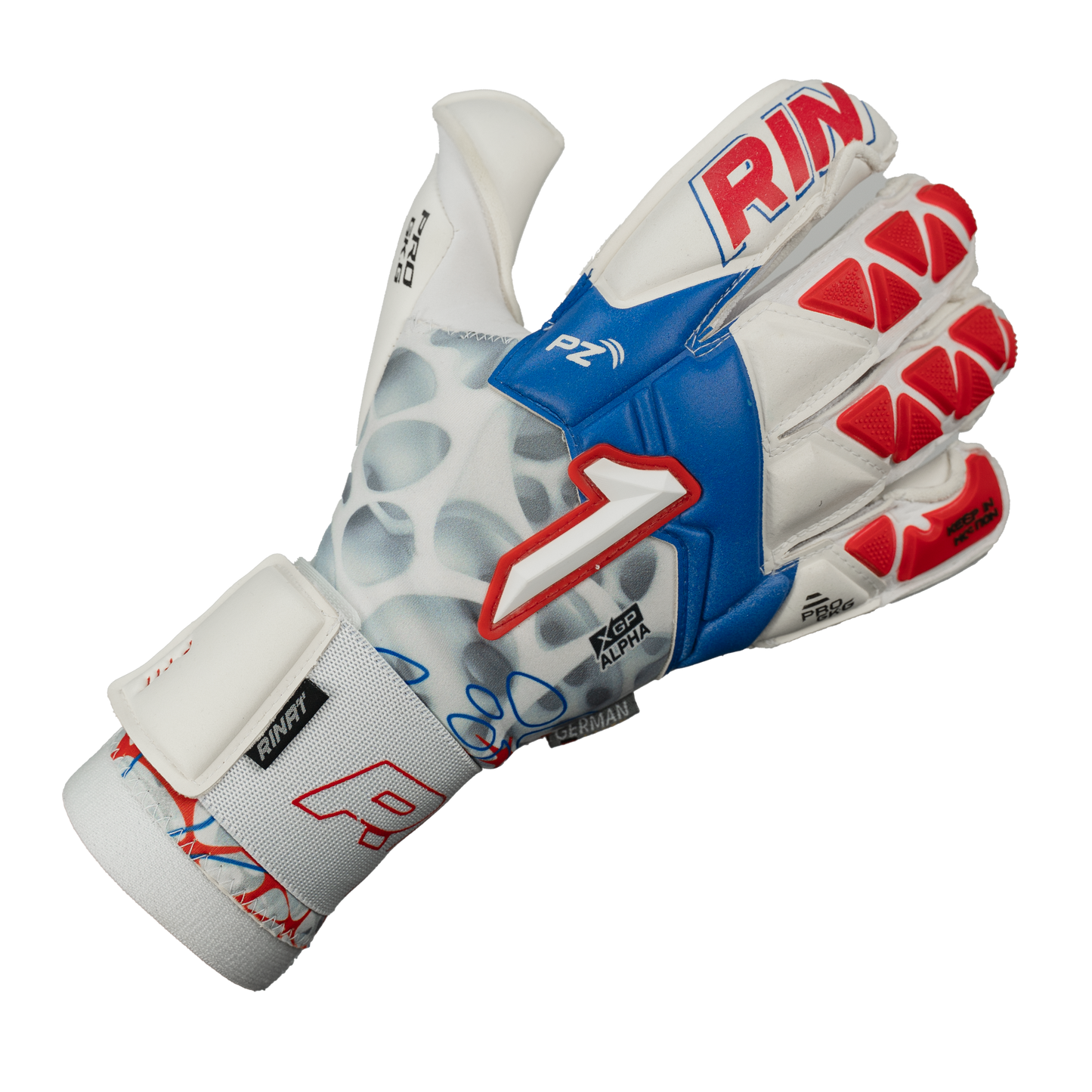 Rinat keepershandschoenen Xtreme Guard Dominius Premium Wit/Rood/Blauw